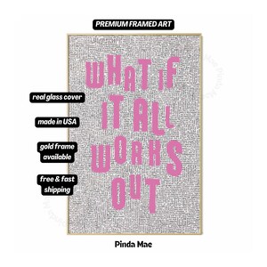 Framed Pink Positive Quote Print, Gold Frame Girly Dorm Decor, Apartment Aesthetic, Bathroom Affirmation Art Preppy Pink Motivational Poster