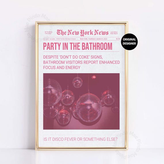 Funny Bathroom Wall Art Disco Ball Poster Trendy Bathroom Decor Funny Toilet Poster Bathroom Humor Art