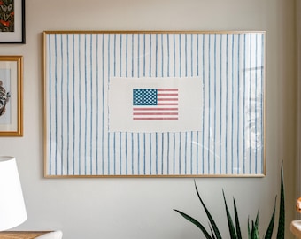 Vintage amerikansk flagga-tryck: Rustik kustväggkonst