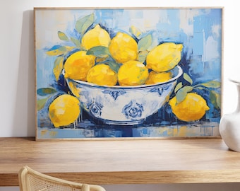 Lemon Print: Rustic Fruit Bowl Still Life (Digital Download)