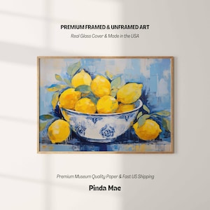Lemon Still Life Art Print: Kitchen & Dining Room Decor, Framed Option