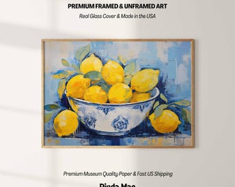 Lemon Still Life Art Print: Kitchen & Dining Room Decor, Framed Option