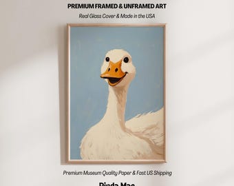 Funny Duck Nursery Print: Pastel Goose Wall Art, Baby Room Decor