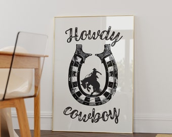 Trendy Cowboy Physical Print (Unframed), Howdy Cowboy, Retro Western Wall Art, Vintage Cowgirl, Western Wall Decor, Trendy Wall Art, Yeehaw