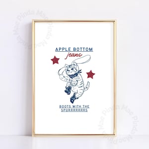 Divertente decorazione murale con gatto cowboy, stampa di animali western, arredamento per dormitori preppy, poster vintage "Ciao", graziosa decorazione alla moda per dormitori, opera d'arte con gatti divertenti