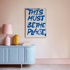 Trendy Printable Art Blue Wall Art Print, Cute Bar Cart Decor, Apartment Girly, Preppy Digital Prints, Aesthetic Retro Art, Blue Wallart