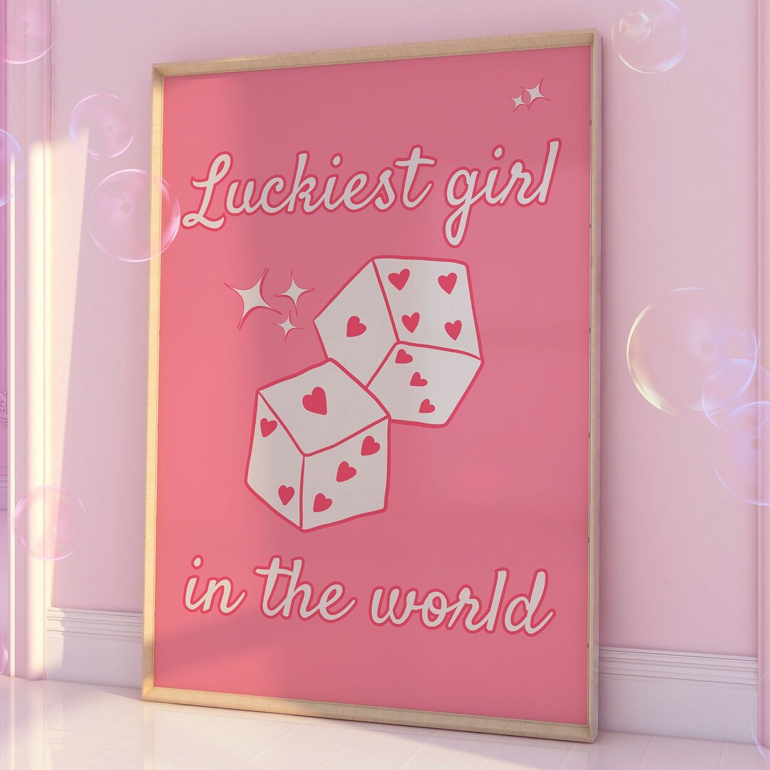 Retro Lucky Wall Art Print Trendy Aesthetic Wall Art Lucky Etsy