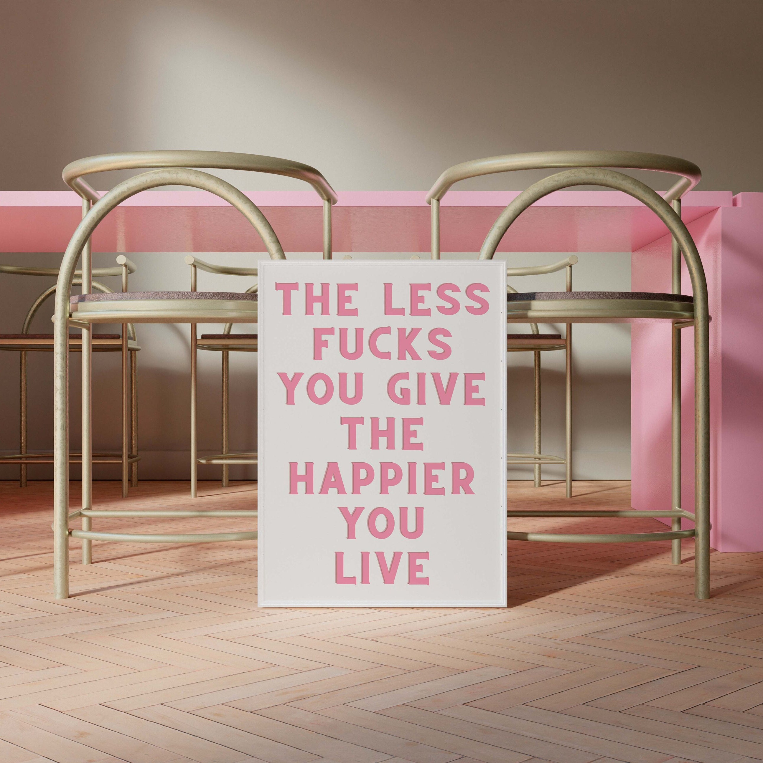 No Fucks Funny Pink Physical Wall Art Sweary Print Dressing Room Wall Art Funny Bathroom Quote Poster Trendy Dorm Bedroom Office Print