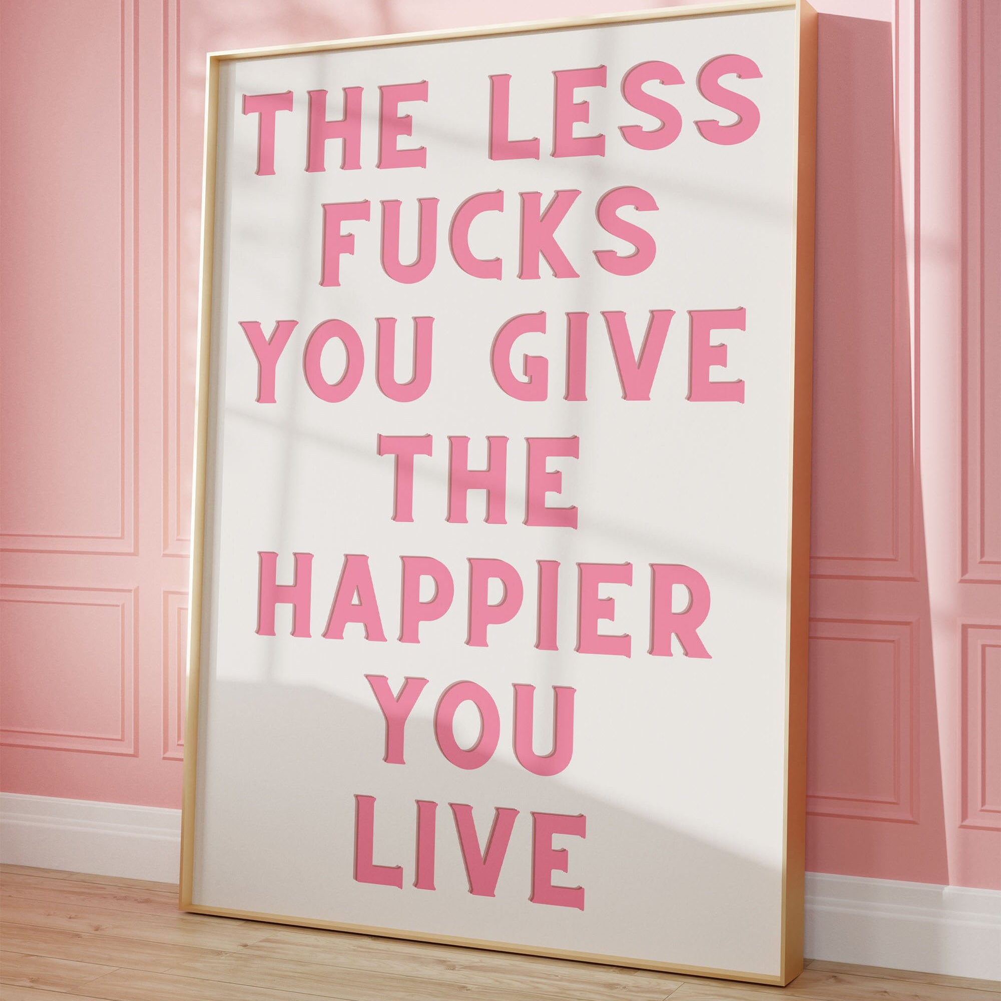 No Fucks Funny Pink Physical Wall Art Sweary Print Dressing Room Wall Art Funny Bathroom Quote Poster Trendy Dorm Bedroom Office Print