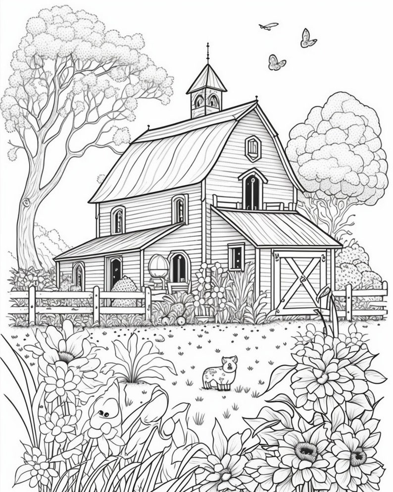 Charming Farmhouse Coloring Pages - Il 794xN.4975250310 N1jd