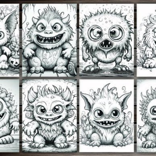 Spooky Fun: Adorable Creepy Monsters Coloring Pages | Printable Activity for Kids and Adults