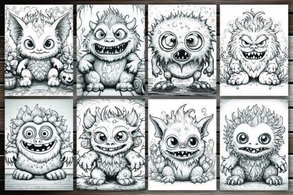 Spooky Fun: Adorable Creepy Monsters Coloring Pages Printable Activity ...