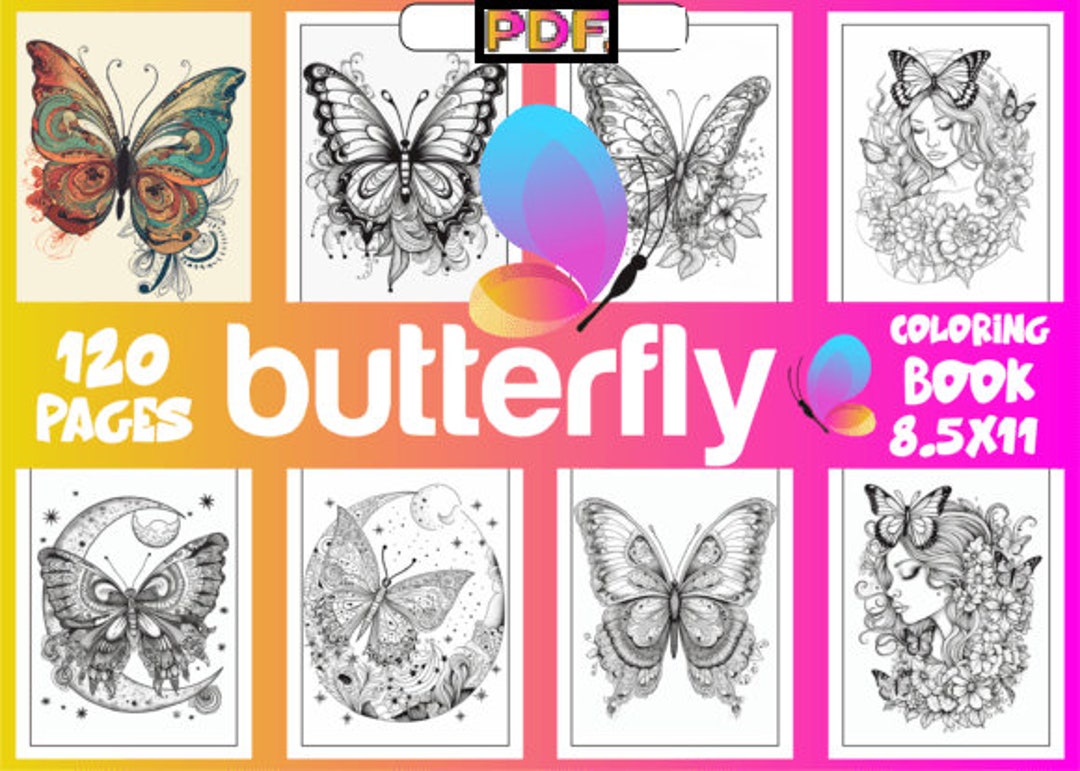 Exquisite Butterfly Coloring Pages for Adults Instant Download ...
