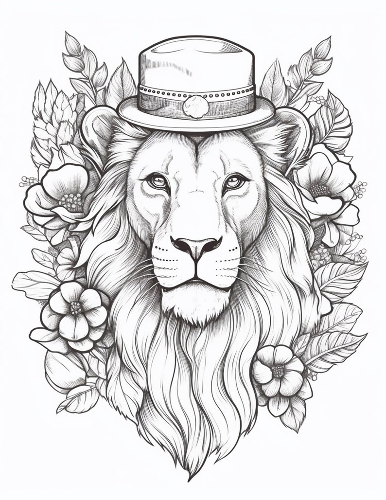 Lion Coloring Pages for Adults 100 Exquisite Designs Instant Download