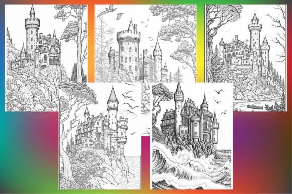 Enchanting Castle Coloring Page for Adults Instant Download Printable
