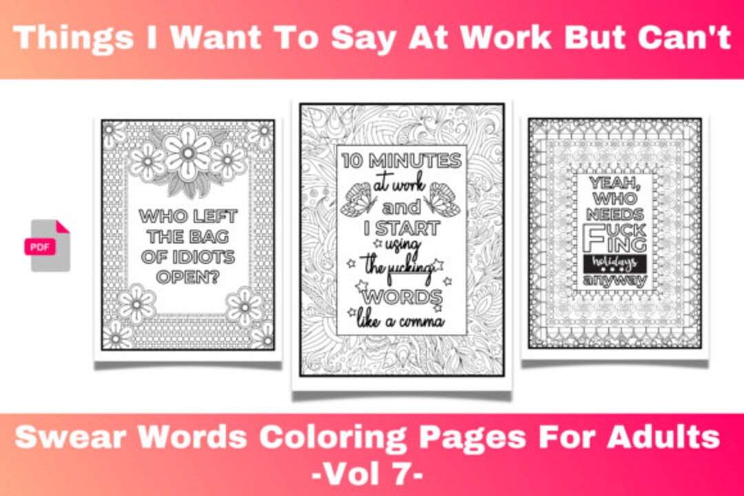 Profanity Paradise: Swear Words Coloring Pages for Adults Instant