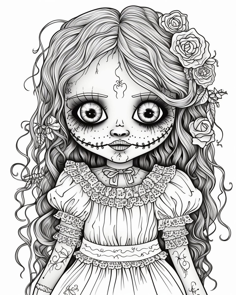 Creepy Beauty Coloring Pages for Adults Graphic by KDP INTERIORS MARKET ·  Creative Fabrica