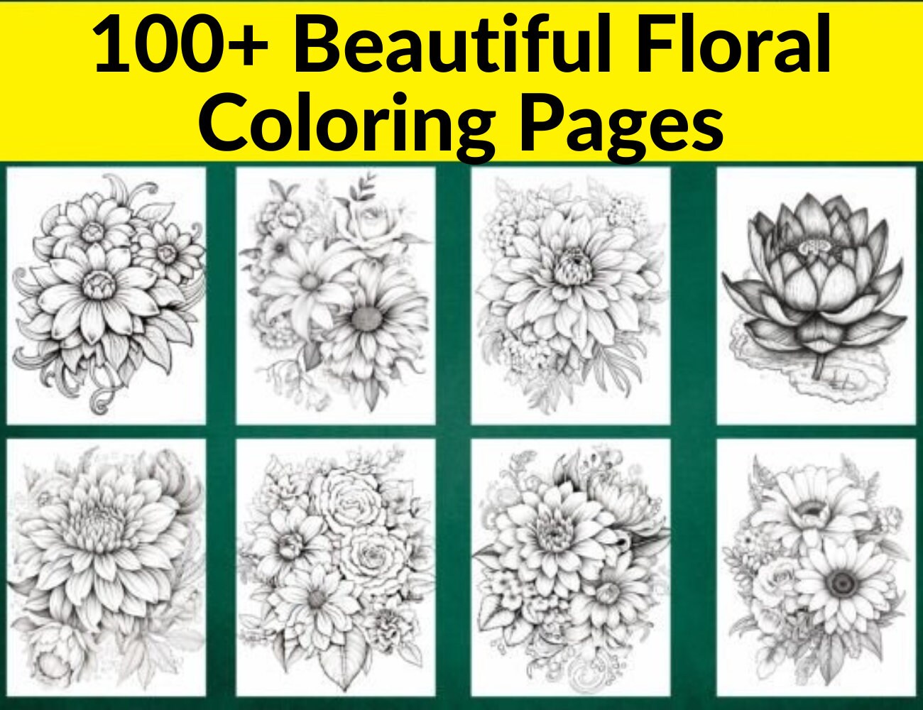 Printable Flower Coloring Pages 100 Beautiful Floral Designs for ...