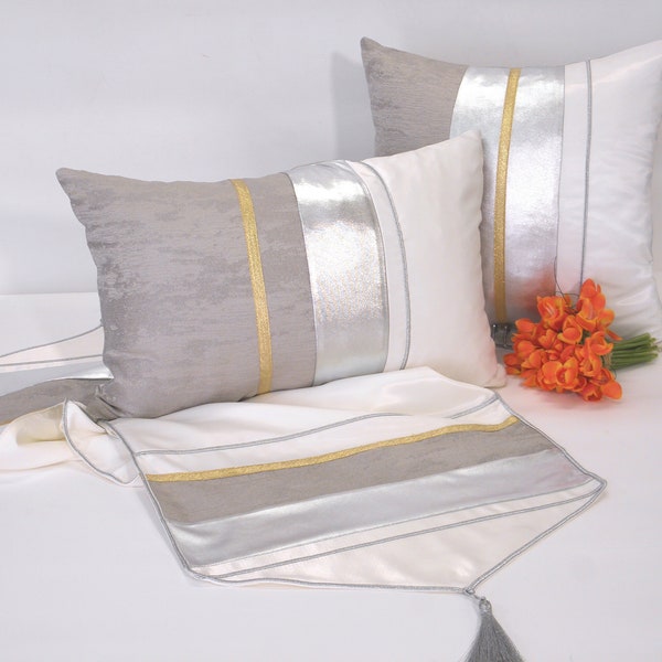 Silver Throw Pillow Etsy
