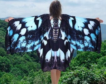 Moth Wing Shawl Wrap Toddler Costume Blue Dress Ups Wings Adult Fairy Dress Pareo Shawl Butterfly Cape Cloak Burning Man Festival Clothing