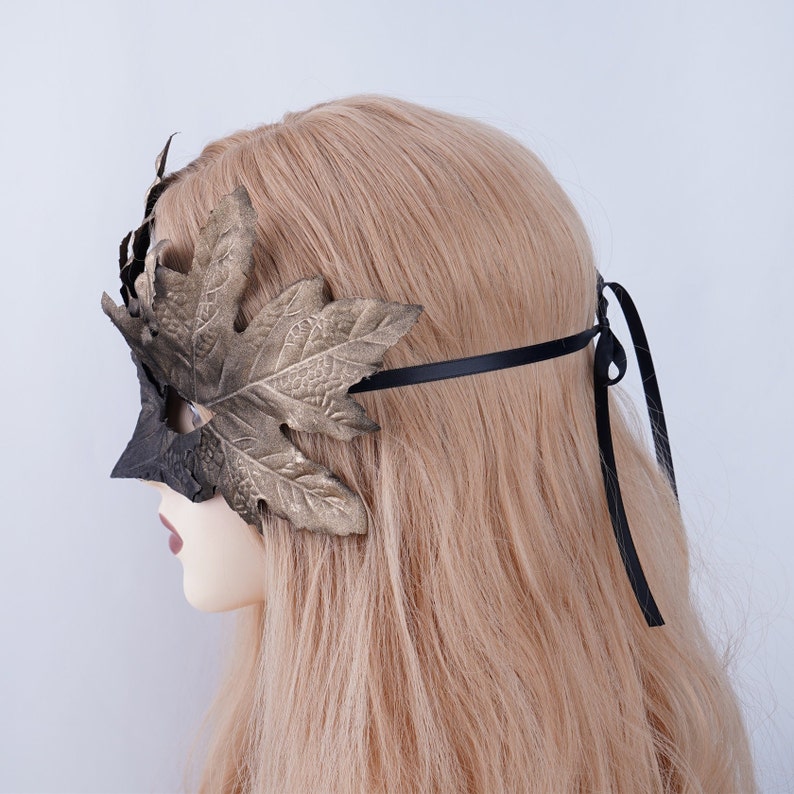 Black Gold Wood Leaf Masks for Masquerade Fairy Floral Etsy