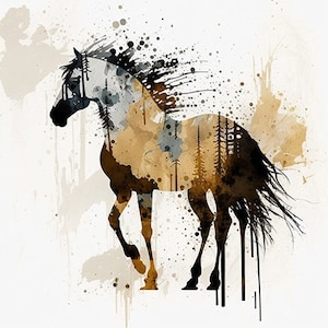 Mustang -- Wild Horses of the Prairie -- Indian Paint Pony -- Americana Wildlife -- Cowboys -- Western USA Landscape -- DIGITAL DOWNLOAD