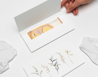 Money Envelopes, Cash Holder, Gift Envelopes, 19x10cm Floral Envelopes with a pocket, Textured Paper 250 gsm., Handmade, HERBACEOUS