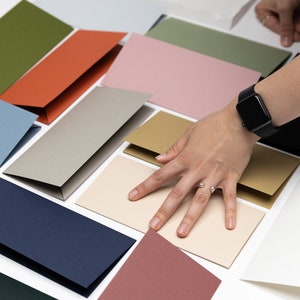 DL format 21x10cm Envelopes with a pocket for Wedding Invitations, Gift Vouchers, Paper 300 gsm., Handmade, Multiple Colours,