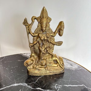 Brass Kali Statue Hindu Goddess of Destruction Transformation Spiritual Decor Tantric Altar Indian Home Meditation Figure Feminine Energy