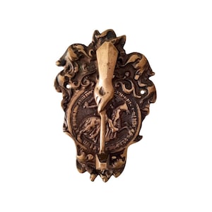 Antique door knocker made of bronze/brass patinated vintage hammer bell pull antique doorbell door handle art nouveau DIY