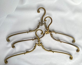 Vintage French Brass Hangers, Rococo Revival Style, Antique Clothing Hangers, Ornate Hooks for Wedding, Boutique or Home Decor