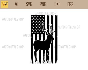 deer hunter svg us flag - hunting clipart, deer skull svg, deer head svg, deer hunter svg, deer silhouette