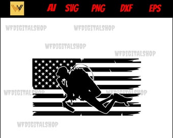 scuba diving vector US Flag - scuba diving svg,  snorkeling svg,  underwater svg, dive svg
