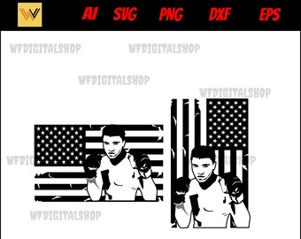 boxing svg US flag - boxing svg, man boxing, fighting svg, sports svg