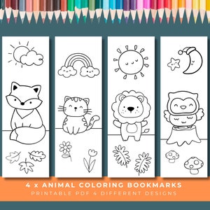 Marcadores para colorear de animales, Marcador imprimible, Animales para colorear, Actividades para niños, Actividad para niños, Garabatos lindos para colorear