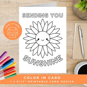 Cartes à colorier Pensez à vous, Carte de rétablissement à colorier imprimable, Cartes à colorier aimables, Mots d'encouragement