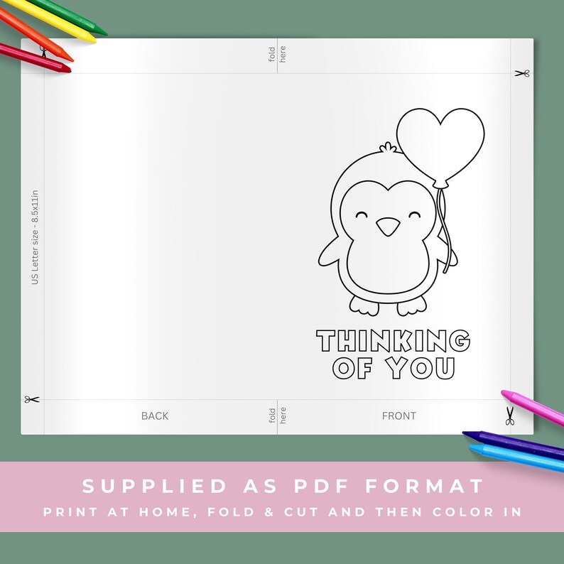 Thinking of You Coloring Card, Printable Get Well Soon Card to Color ...