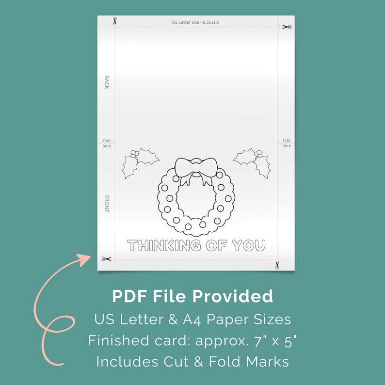 Thinking of You Coloring Card, Thinking of You at Christmas Card to ...