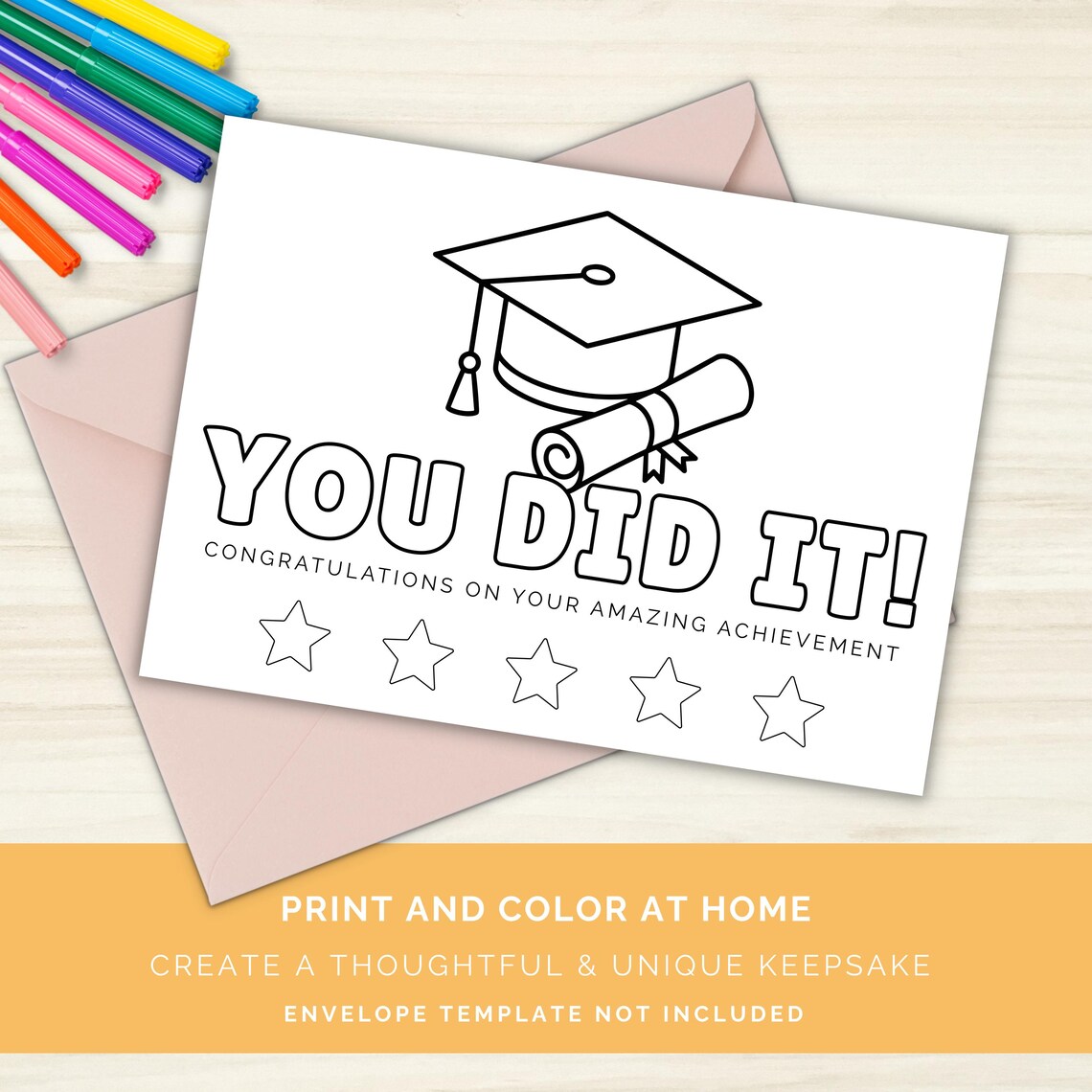 Graduation Coloring Card Printable, Printable Graduation Card to Color ...