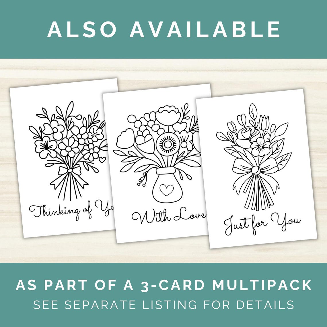 Thinking of You Coloring Card Printable, Floral Sympathy or Support ...