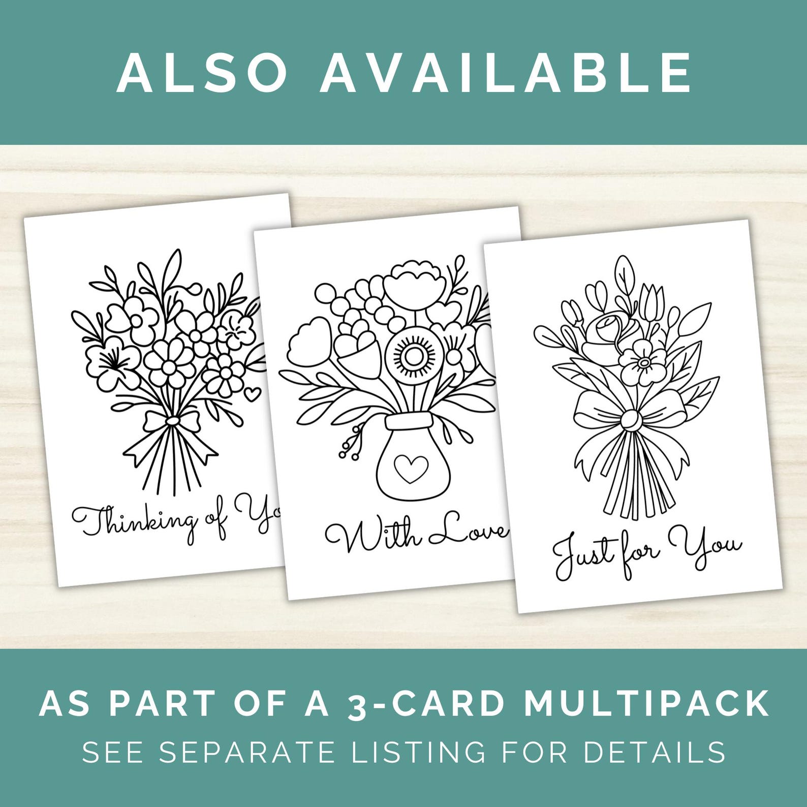 Thinking of You Coloring Card Printable, Floral Sympathy or Support ...