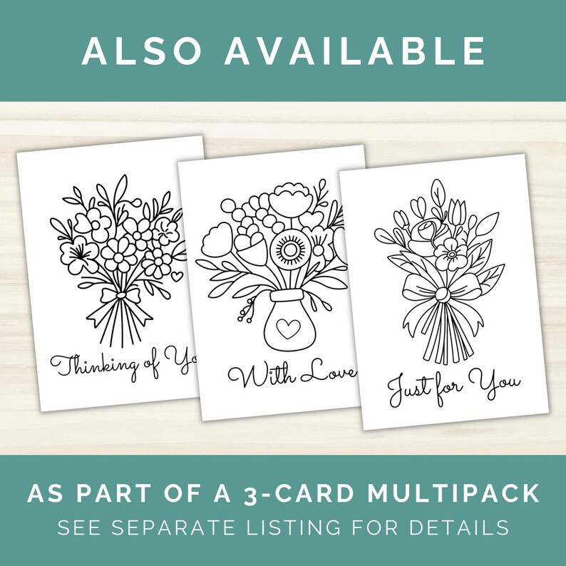 Thinking of You Coloring Card Printable, Floral Sympathy Card to Color ...