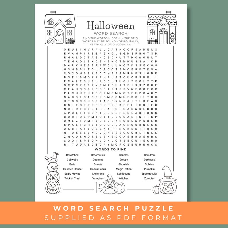 Halloween word search halloween coloring for adults printable