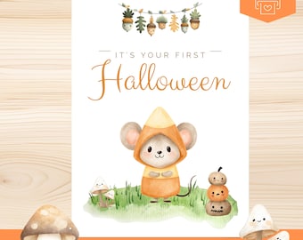 Baby's First Halloween Card, Printable Keepsake Card for Baby, Cute Milestone Keepsake Cards for Baby, Instant Download, Print at Home