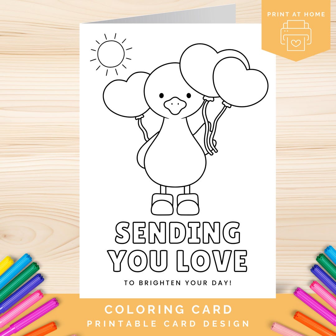 Printable Thinking of You Card to Color, Sending You Love Coloring Card ...