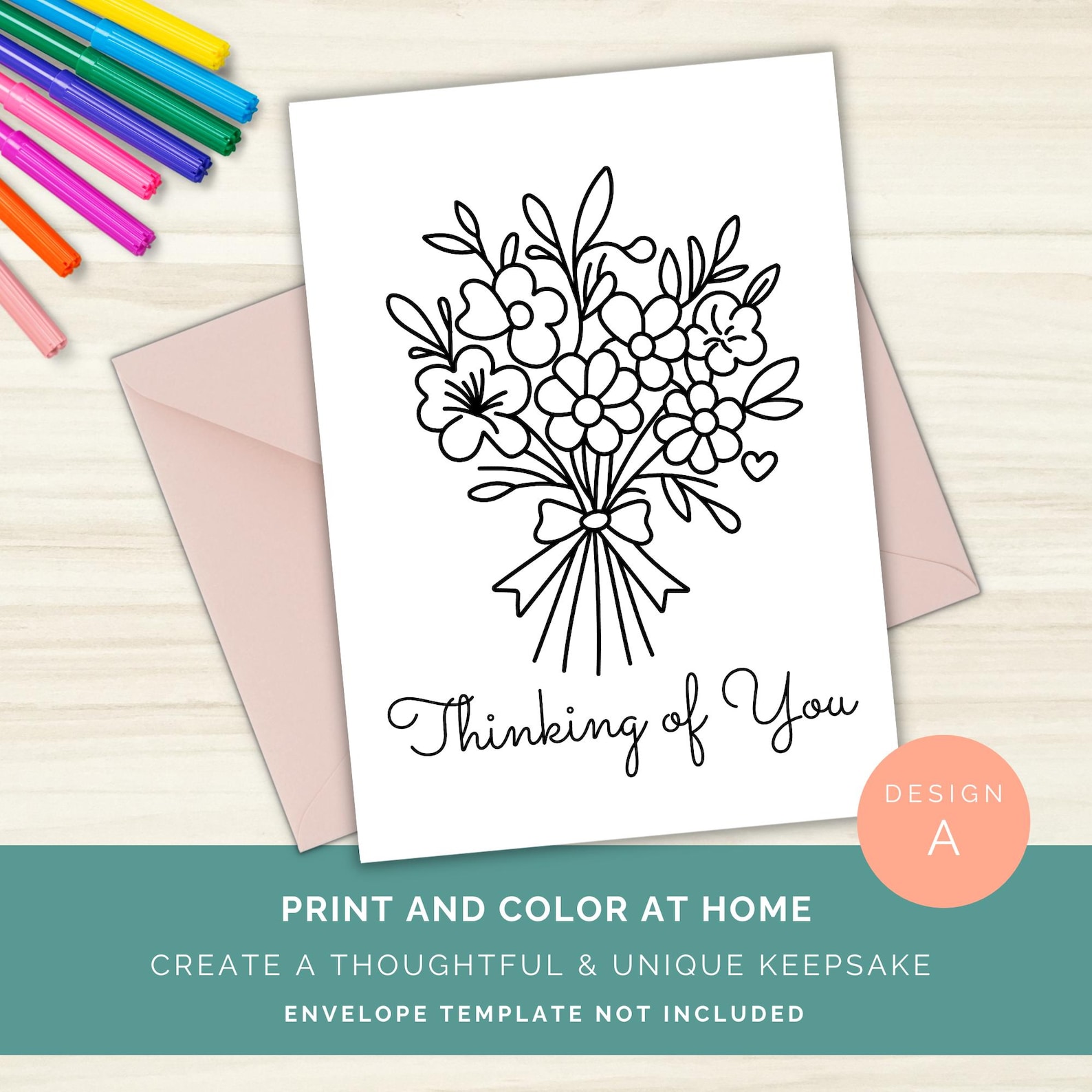 Thinking of You Coloring Cards Bundle, Printable Floral Cards to Color ...
