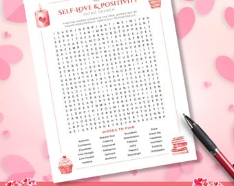 Self Care Printable Activity, Self Love Word Search, Girls Night Activity, Confidence Boost Game, Mental Wellness Gift for Friends