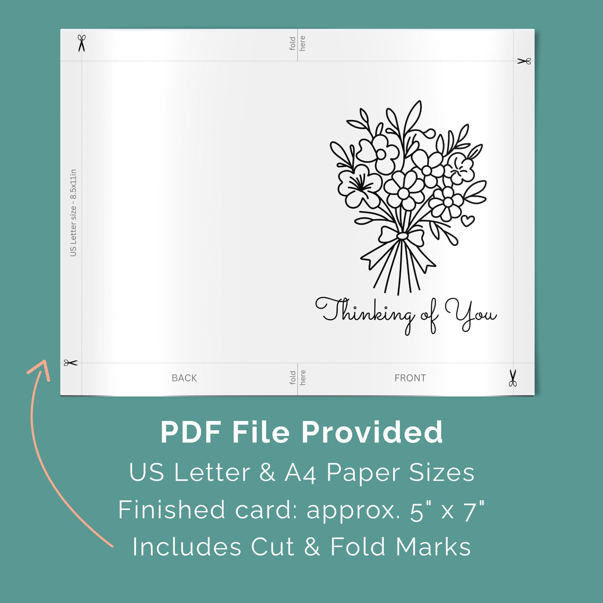 Thinking of You Coloring Card Printable, Floral Comfort Card, Sympathy ...