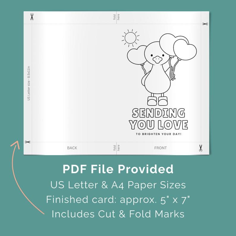 Printable Thinking of You Card to Color, Sending You Love Coloring Card ...