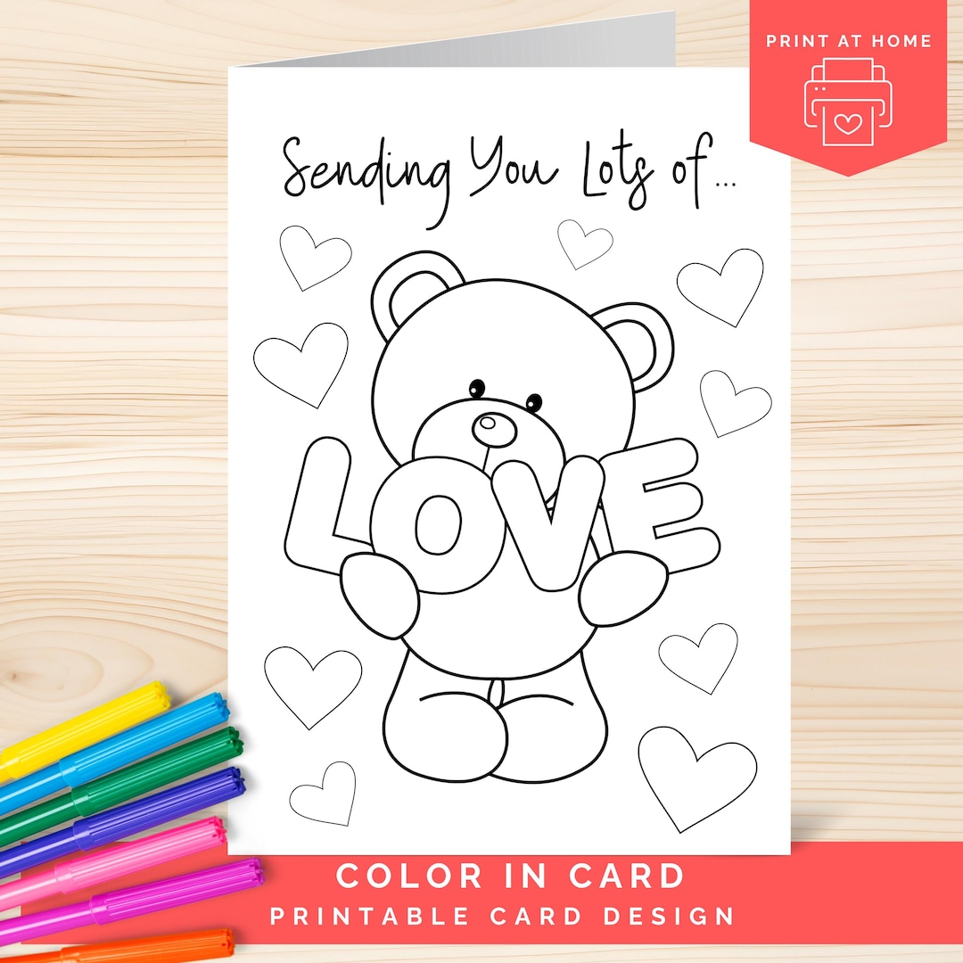 Printable Thinking of You Card to Color, Sending You Love Coloring Card ...